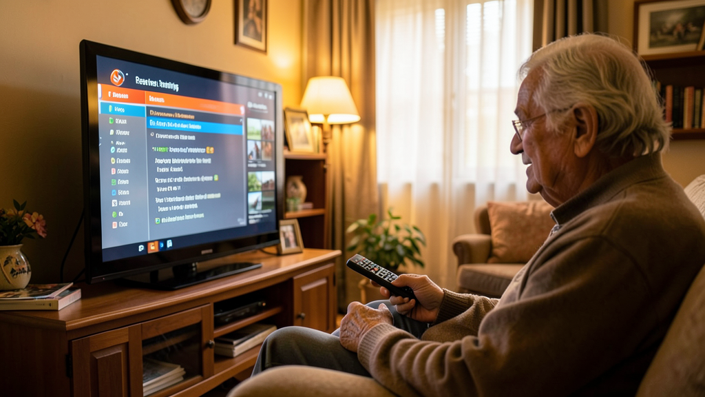 Persona in salotto che risintonizza i canali del digitale terrestre